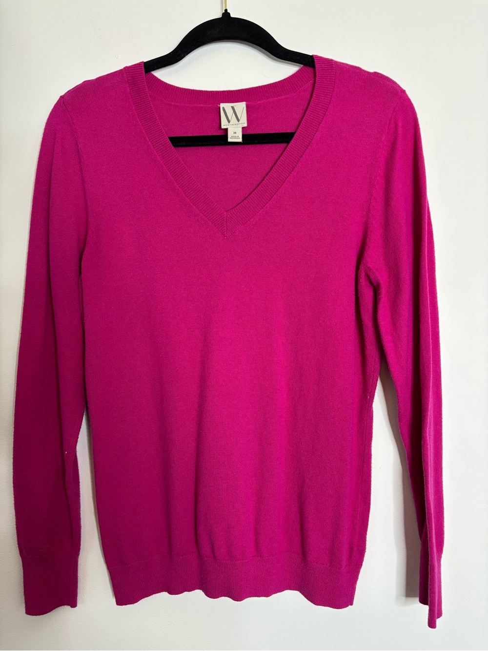 Worthington Women's V-Neck Sweater in Fuchsia